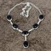 Black Onyx Gemstone Handmade 925 Sterling Silver Jewelry Necklace 18" KKG-402