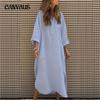 Spring and Autumn Women's Dress Elegant Solid Color Irregular Dresses Simple Button Pocket Long Dresses