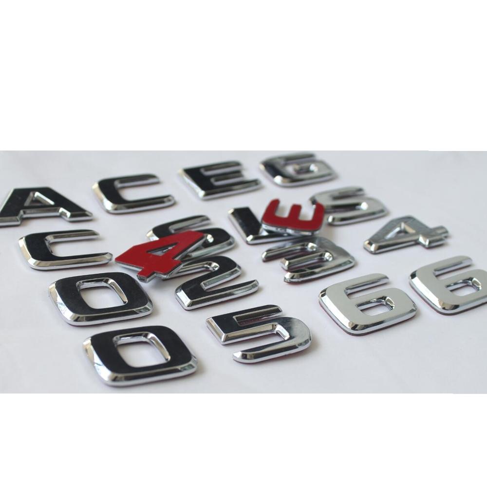 Chrome Letters C32 C43 C55 C63 Symbols V8 BITURBO 4MATIC Sticker for Benz AMG W204 W205 Trunk Fender Emblems AX1