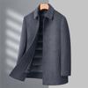 New Business and Casual Middle-aged Men's Wool Wool Coat In Autumn and Winter, Solid Color Warm High-end Dad Top