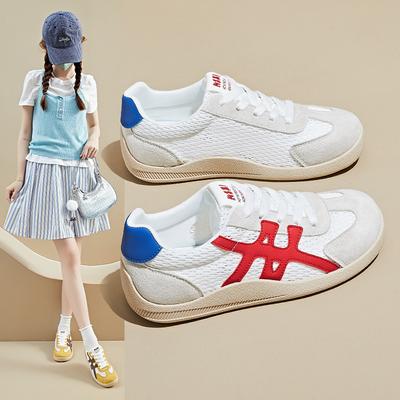 Летние сетчатые белые туфли, новый стиль для студенток, дышащие, увеличивающие рост, повседневные уличные туфли-клэпперы