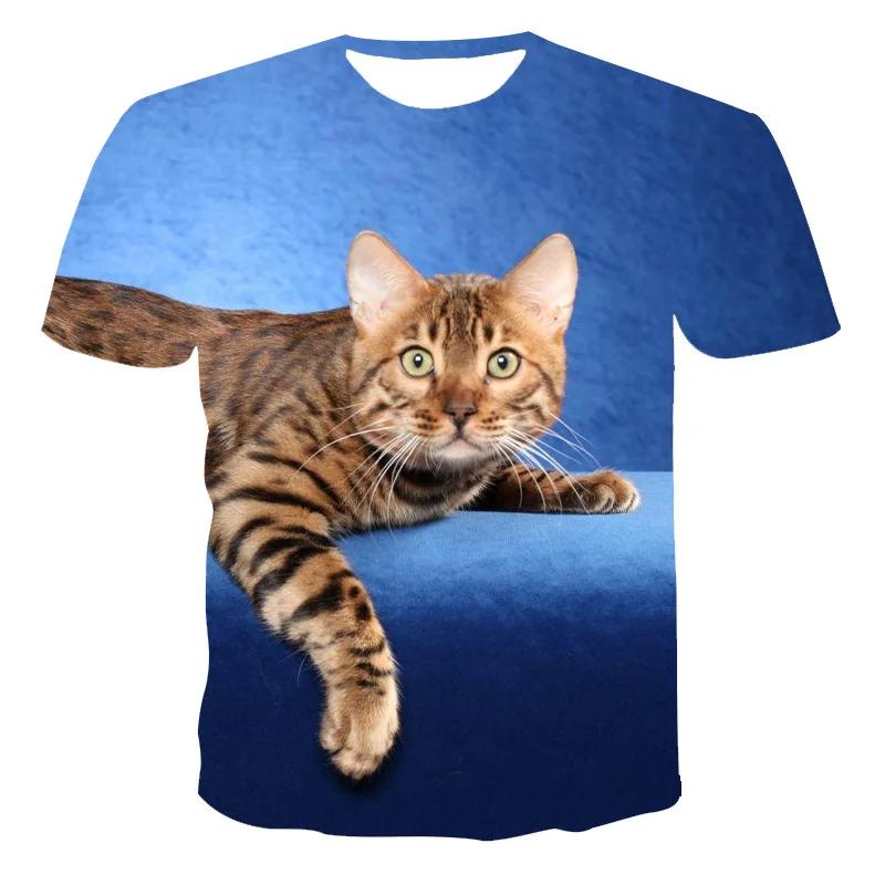 New summer 3D printing cute cat short-sleeved casual street sports breathable T-shirt