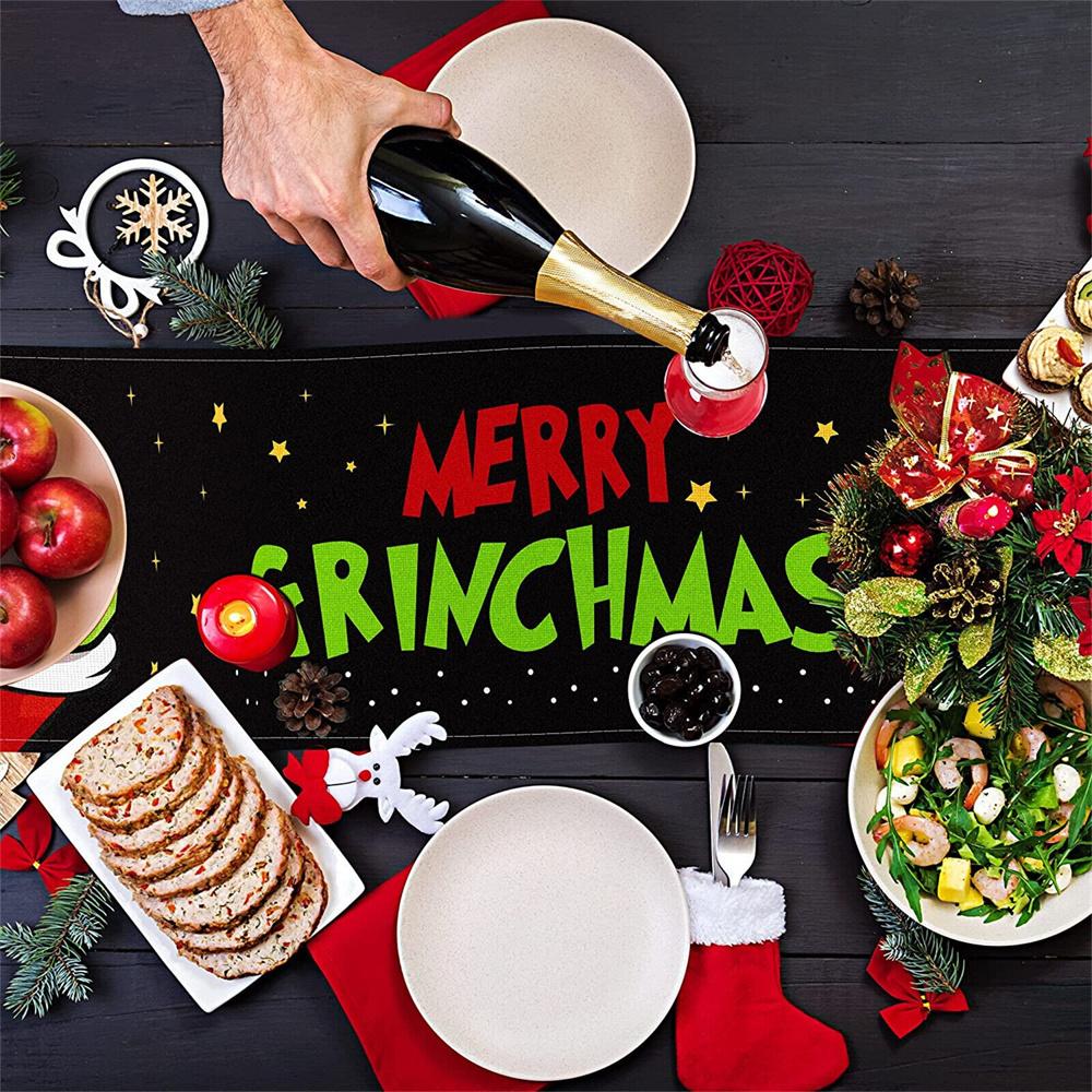 Гринч Рождественская дорожка для стола Merry Xmas Скатерть Рождественские украшения