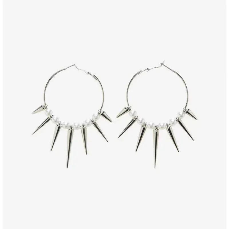 Personality Grunge Rock Accessories Black Rivet Hoop Earrings Cool Hip Hop Earring for Women EgirlPunk Mens Jewelry Fashion Gift