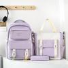 School Bag Large Capacity Lightweight Junior High School Student School Bag Women's New High Value Three-piece Set Backpack Contrasting Color