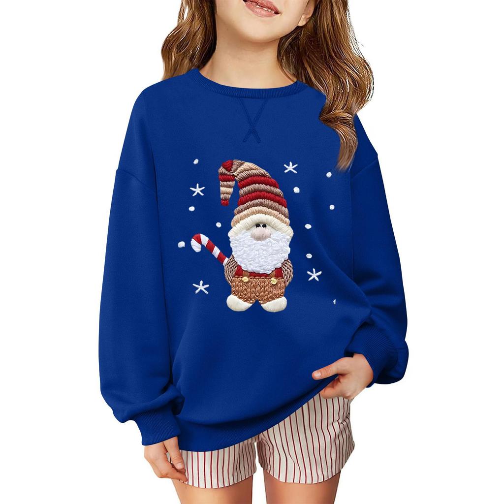 Children's Fashionable Casual Long-sleeved Loose Christmas Print Pullover Sweatshirt