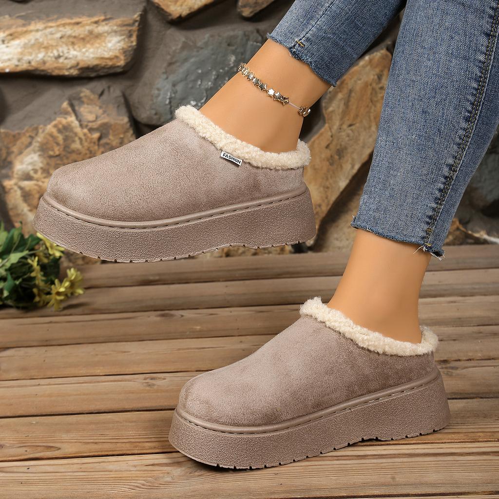 Fashion Comfortable Women Snow Boots Winter Solid Color Platform Ankle Boots Woman Round Toe Slip On Warm Shoes Women Zapatos De Mujer