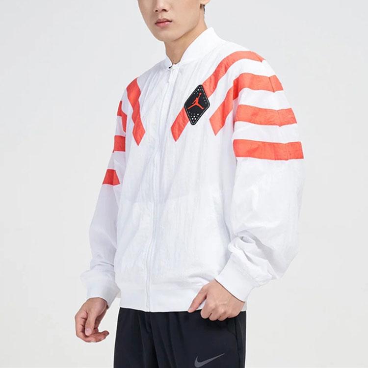 Jordan 6 SRT LGC Нейлоновая куртка с несколькими полосками и молнией Мужская куртка Белый Красный Bv5406-100