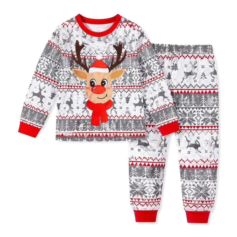 Xmas Deer Christmas Pyjamas Set Long Sleeve Top+Pants New Couple Christmas Outfit Sleepwear