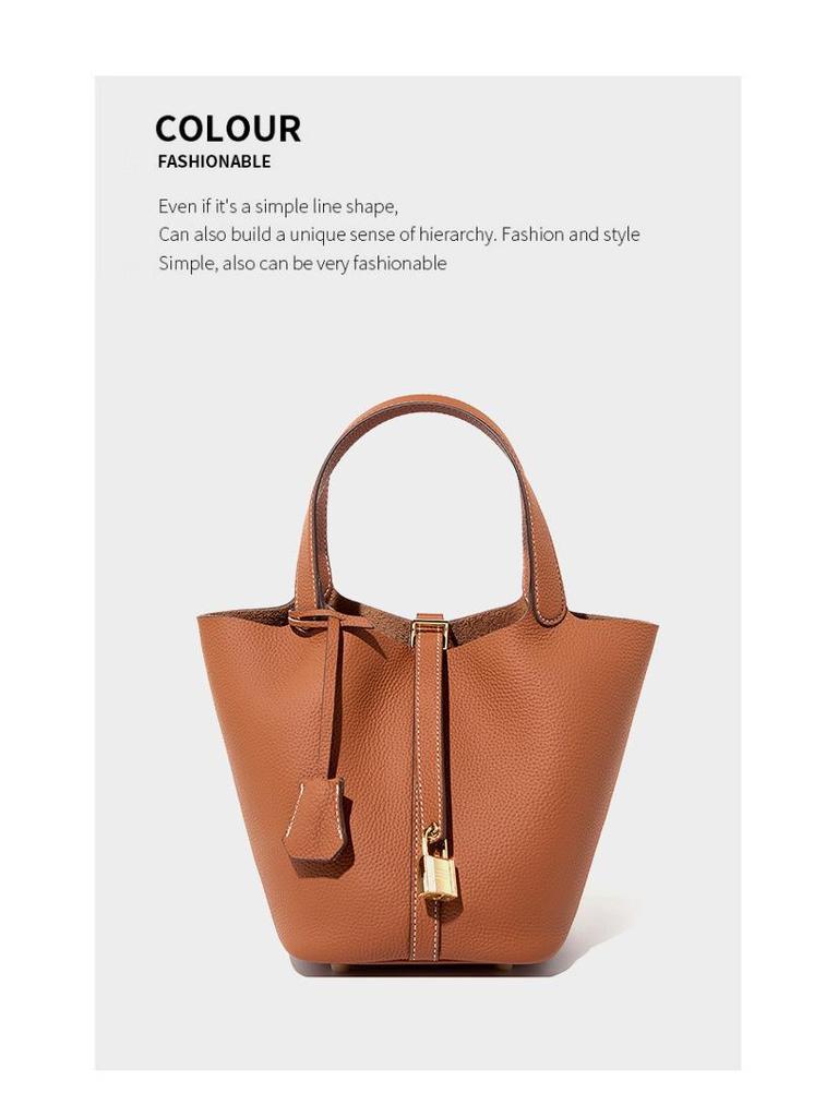 Women's Niche Design Casual Genuine Leather Bucket Handbag
