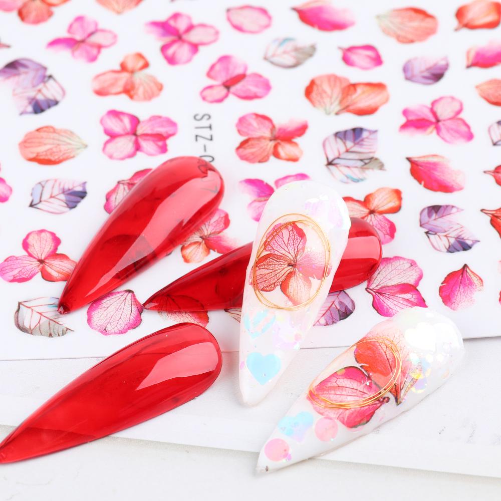 3D Цветочные наклейки для дизайна ногтей, переводные наклейки для воды, самоклеящиеся цветы, листья лаванды, украшение для ногтей
