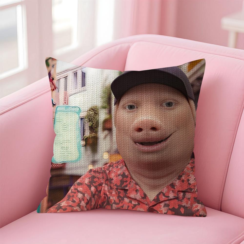 Чехол на подушку John Pork Is Calling Натуральный льняной наволочка Двусторонний принт Декоративная наволочка для дивана Домашний декор Подарок