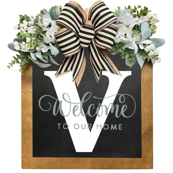 Модная дверная табличка без заусенцев с бантиком, начальная фамилия, год, поставка приветственных подарков в фермерском доме