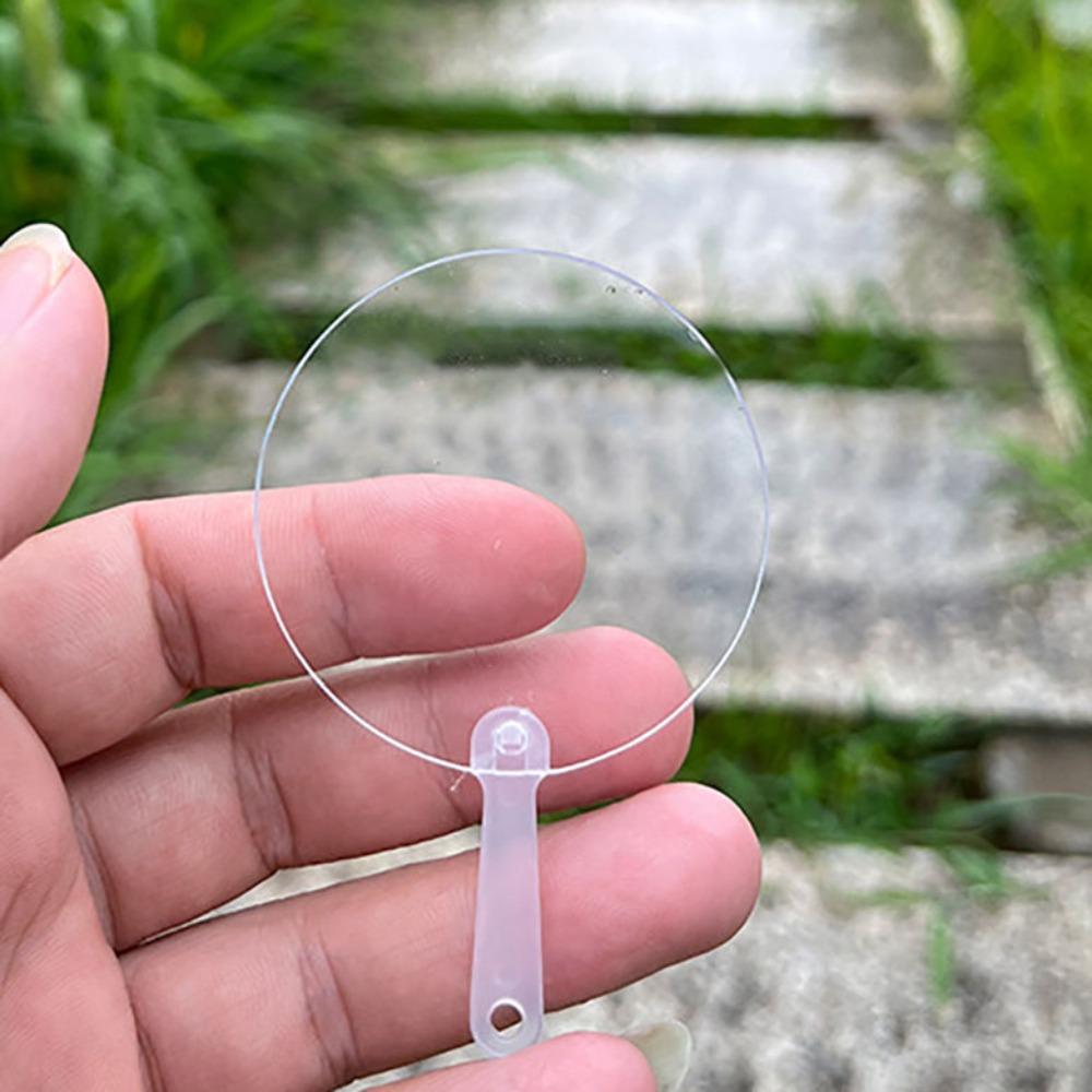 50Pcs Handmade Acrylic Mini Transparent Fan Round/Flower/Heart Shaped DIY Blank Fan Children's Art Fan Kindergarten