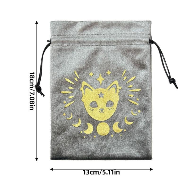 Velvets Tarots Card Storage Bag With Elegant Silk Screen Print Jewelry Pouches for Safe Storage And Stylish Carry