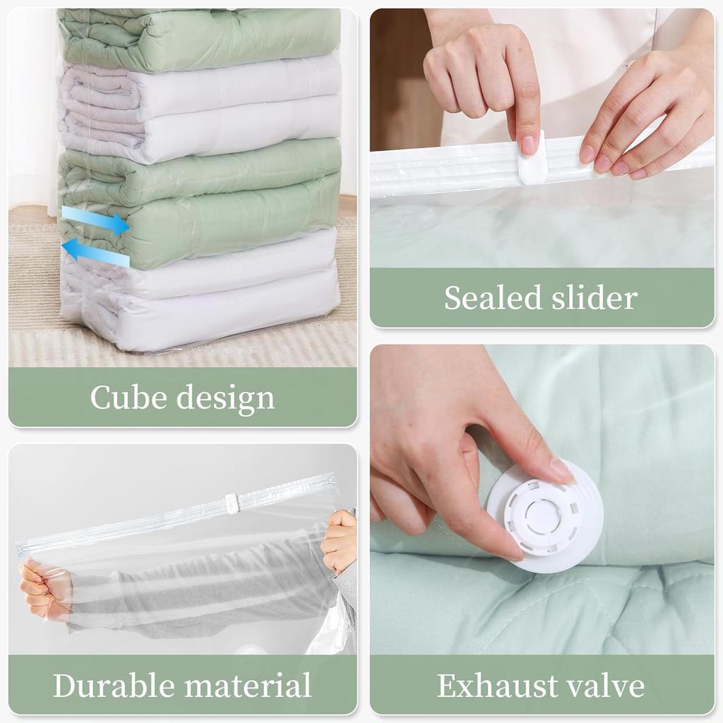 Vacuum Storage Bags Jumbo Cube Extra Large Vacuum Sealed Bgas for Comforters Blankets Pillow Quilts Space Bags Clost Organizer