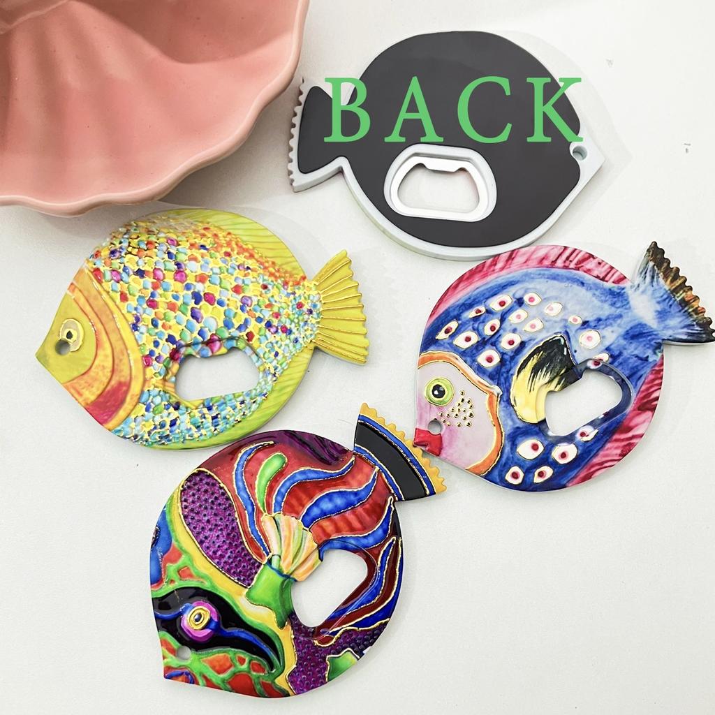 New Fat Head Fish Bottle Opener Refrigerator With Melamine Material Embossed Texture Hot Stamping Technology