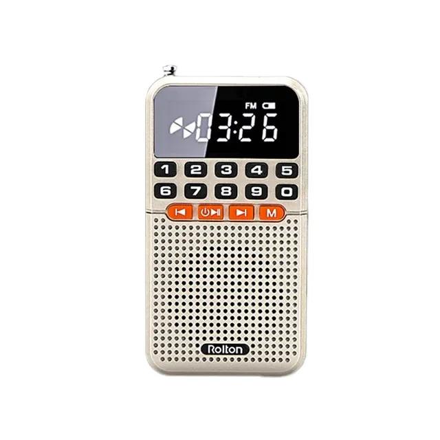 Portable FM Mini Dual Antenna Pocket Radio Receiver Bluetooth Speaker TF Card Music Player with LED Flashlight
