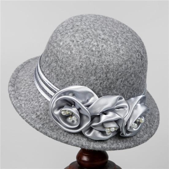 Женская зимняя шляпа-панама однотонная с искусственным жемчугом и цветочной отделкой, шляпа-ведро для активного отдыха, путешествий, повседневной носки