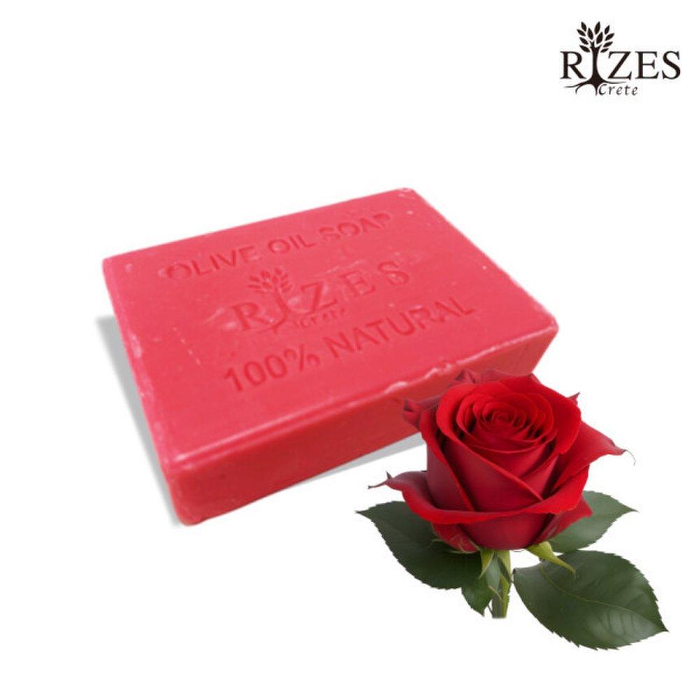 Импортировано из Греции. Мыло Rizes Rose Olive, мыло для умывания лица, натуральное увлажняющее мыло 100 г.