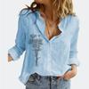 Women Floral Print Long Sleeve T-shirt Fashion Lapel Neck Cotton Linen Top Summer&fall Female Loose Buttoned Blouses