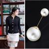 New Large Double Headed Pearl Insert Pin Collar Brooch One Line Breast Pin Cardigan Scarf Shawl Neck Brooch