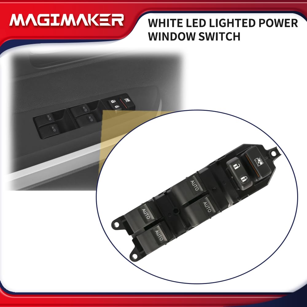84820-0R040 Power Window Switch Control Panel Front Left Driver Side White LED Lighted Compatible With Toyota Tundra 2007- Replace 848200R040 Master