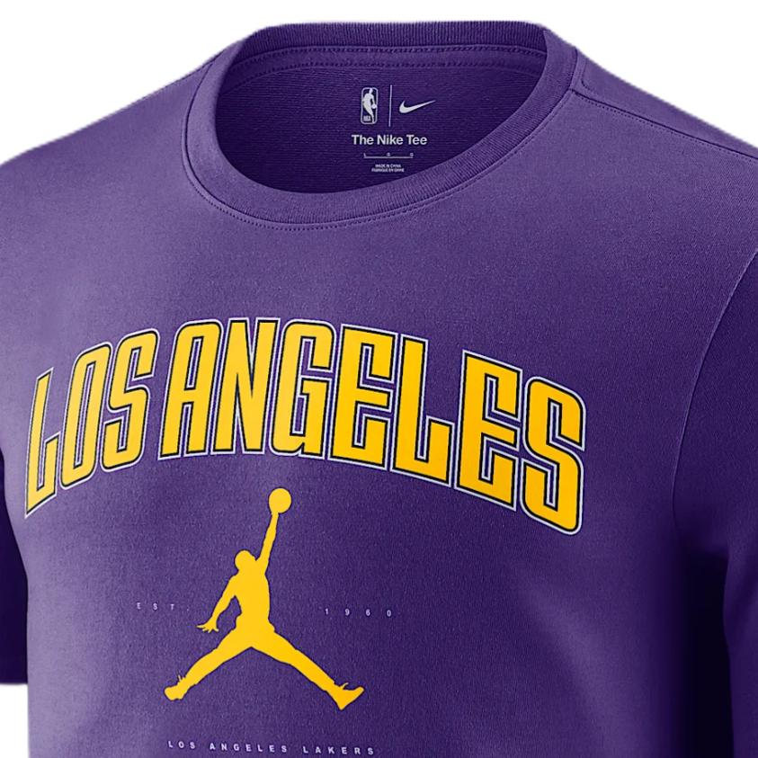 Jordan X Коллаборация НБА Los Angeles Lakers Essentials Удобная Мягкая Влагоотводящая Прохладная Футболка с Коротким Рукавом Мужские Топы Фиолетовый HQ1237-504