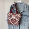 Большая вместительная сумка в этническом стиле для женщин, сумка через плечо из холста для женщин, универсальная сумка через плечо для студентов колледжей
