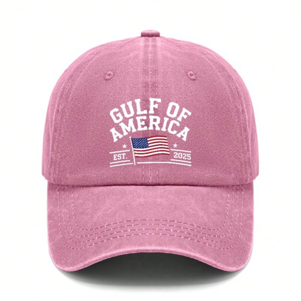 [American Flag Baseball Cap] 2025 Trendy Unisex Letter 'gulf Of America' Print Polyester Adjustable Breathable Lightweight Sun Protection Casual