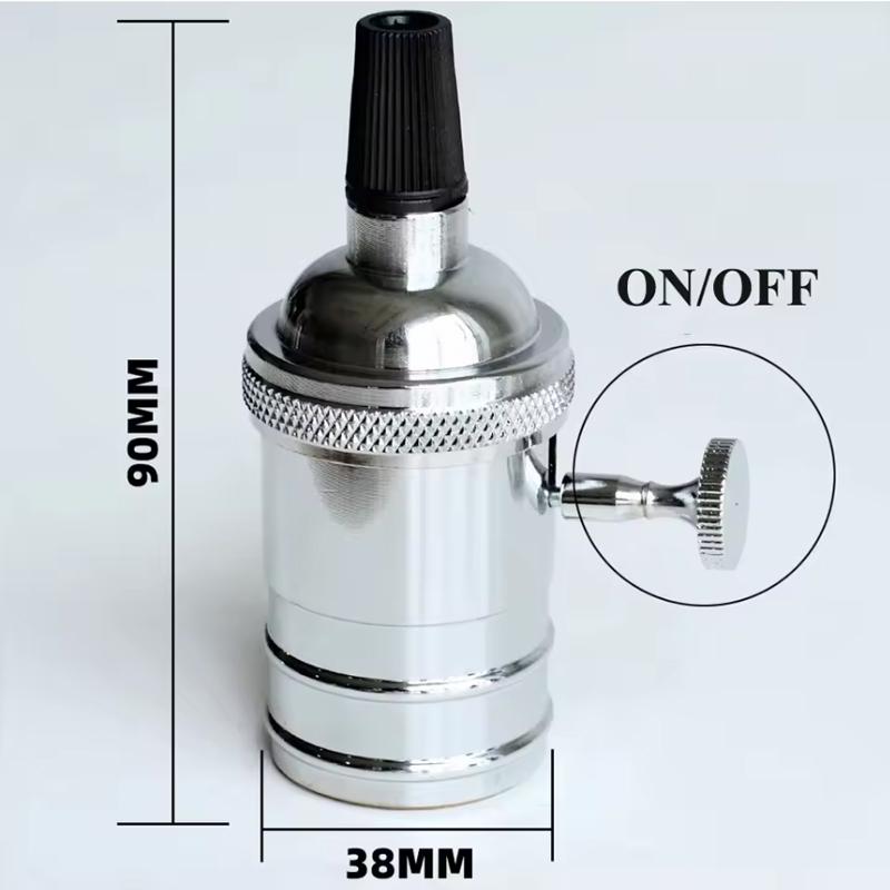 DIY Vintage E27 Lamp Base Copper holder With Switch Edison Vintage Lighting Screw Socket Antique Aluminum Lamp Holder Fixture