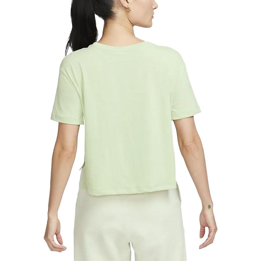 Nike Укороченный топ Yoga Dri-FIT с коротким рукавом, дышащий, женский, зеленый DM7026-343