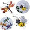Outdoor Dragonfly Bee Decoration Colorful 3d Iron Wall Hanging Art Sculpture Garden Supplies Garden Statues Sculptures