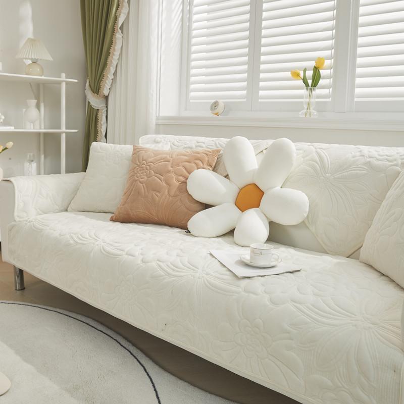 Утолщенный плюшевый чехол для дивана с цветочным узором, нескользящий коврик для домашних животных, детей, собак, диван, полотенце, коврик для гостиной, чехлы на подлокотники на спинку