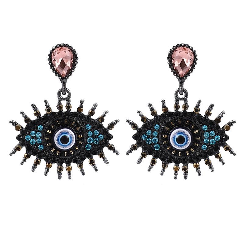 Devil's Eye Drip Oil Alloy Earrings: Trendsetting European & American Street Style