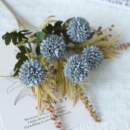 Искусственный цветочный шар 5 голов реалистичные устойчивые к УФ-излучению искусственные хризантемы