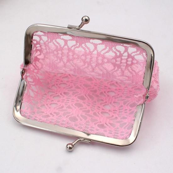Women Lace Coin Purse, Mesh Small Change Purse, Kiss Lock Closure Pouch for Coins Cash Cards Lipstick