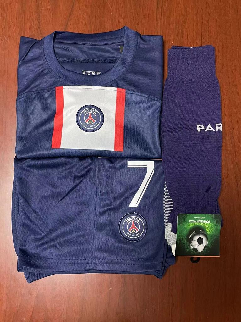 Футбольная форма 22-23 PSG Paris Saint-Germain Mbappe детская взрослая форма номер тренировочная одежда дышащая быстросохнущая настоящая юниорская реплика майка