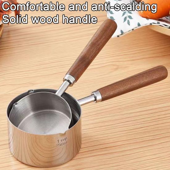 2 шт. мерная ложка с деревянной ручкой, совок для корма для домашних животных, 125 мл/250 мл, мерные чашки из нержавеющей стали, столовая ложка, мерная ложка для приготовления кофе, мерная ложка