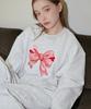 Укороченный свитшот с вышивкой лентами "Апрель"_Серый