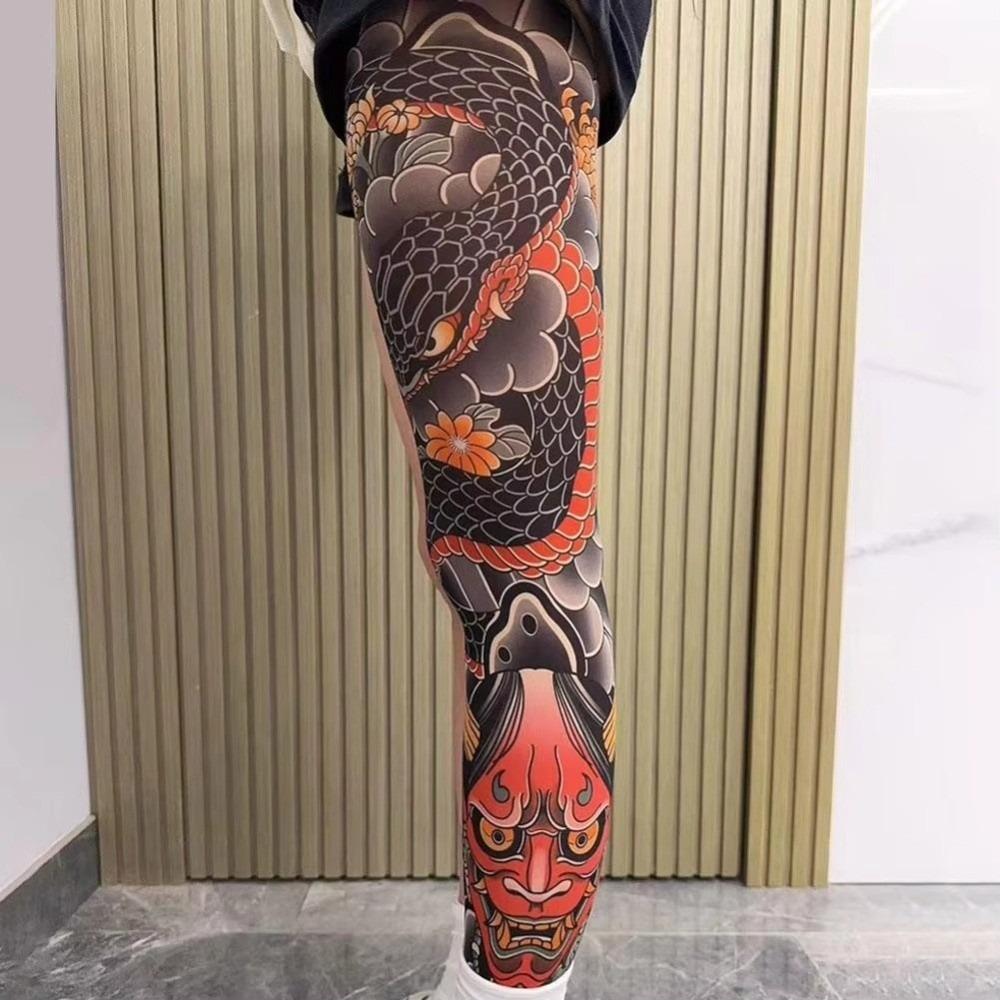 New Full Leg Fake Socks Printed Tights Cycling Fishing Elastic Socks Japanese Cool Personalized Driving Sexy Stockings Unisex