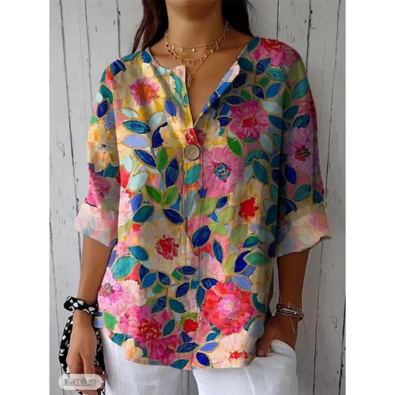 BITCED Женская футболка на пуговицах с V-образным вырезом, повседневная, весна-осень