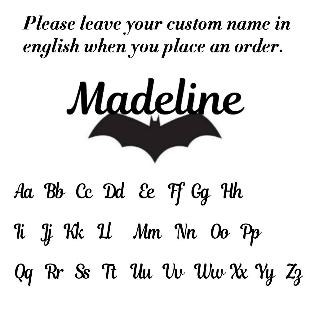 Jeshayuan Custom Bat Name Necklace Custom Gothic Name Necklace For Women Old English Font Name Necklace with Bat For Men