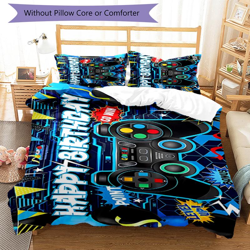 3pcs Game Controller Bedding Set Duvet Cover Closure Includes 1 Duvet Cover & 2 Pillowcases, Soft and Comfortable for All Seasons.