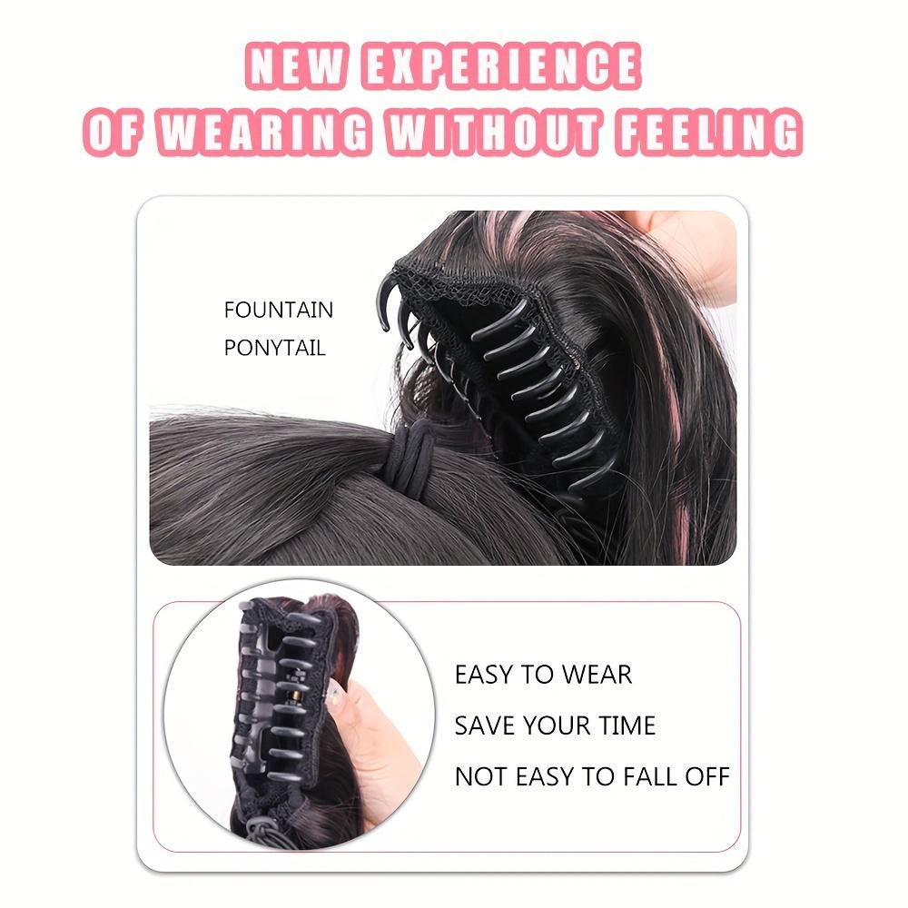 Элегантные яркие цветные синтетические волокна, хвостик, зажим для наращивания волос для женщин, 14 дюймов, волнистый хвостик-фонтан