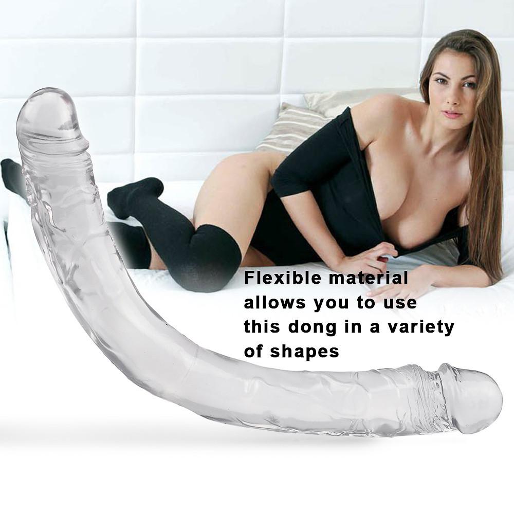 Супер длинный мягкий гибкий желейный фаллоимитатор с двойной головкой, лесбийская вагинальная анальная пробка, массажные секс-игрушки для женщин, искусственный пенис, реалистичный фаллоимитатор