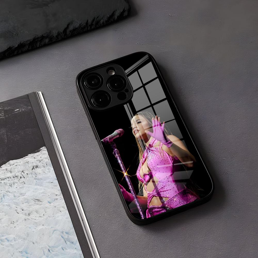 Чехол для телефона E-Emilia M-Mernes Singer для IPhone 17 Air 16 E Pro Max 15 14 13 Mini 12 Pro 11 Max Plus Черная стеклянная крышка