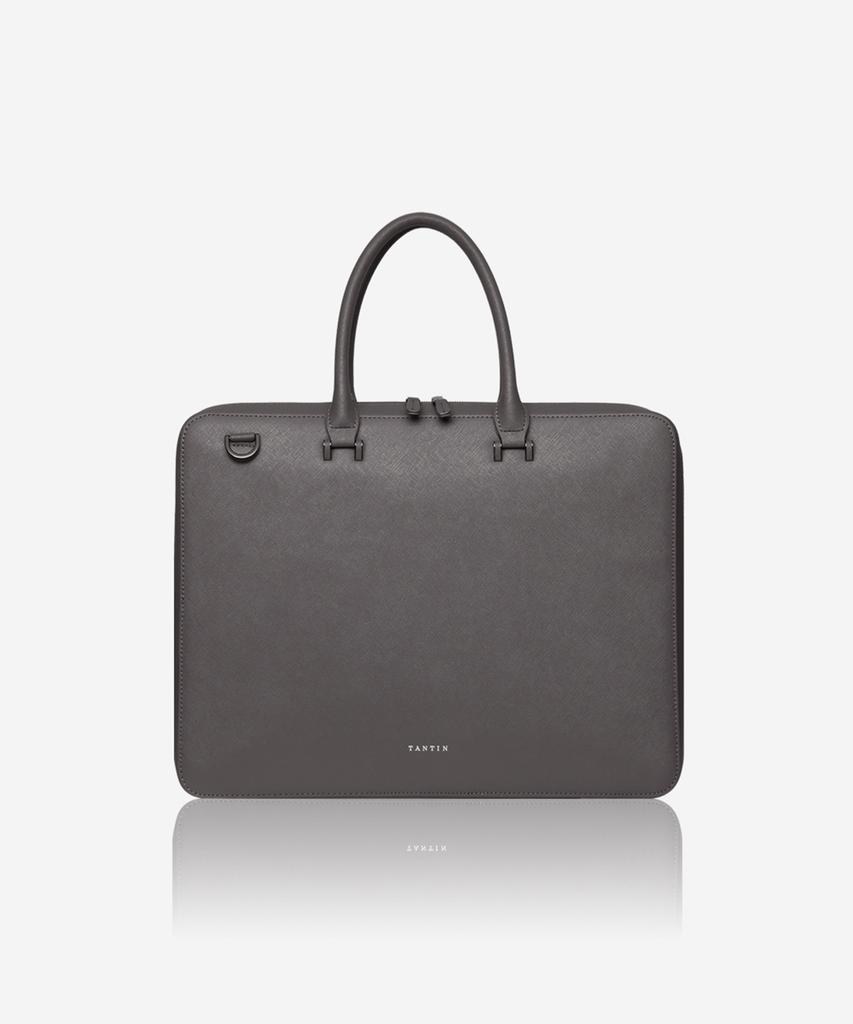 Tantin Noble Briefcase Cowhide Document Bag T13807 Grey