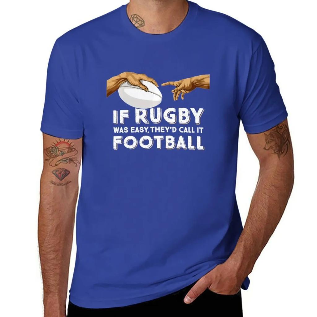 2026 Summer Unisexs Fun Rugby Pattern Letter Printed Round Neck Tshirt 100 Cotton Neutral Soft Breathable Short Sleeve