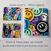 Colorful smiley faces Bedding Duvet cover sets Duvet covers Pillowcases gifts (1 * Duvet Cover 2 * Pillowcases, without duvet insert)